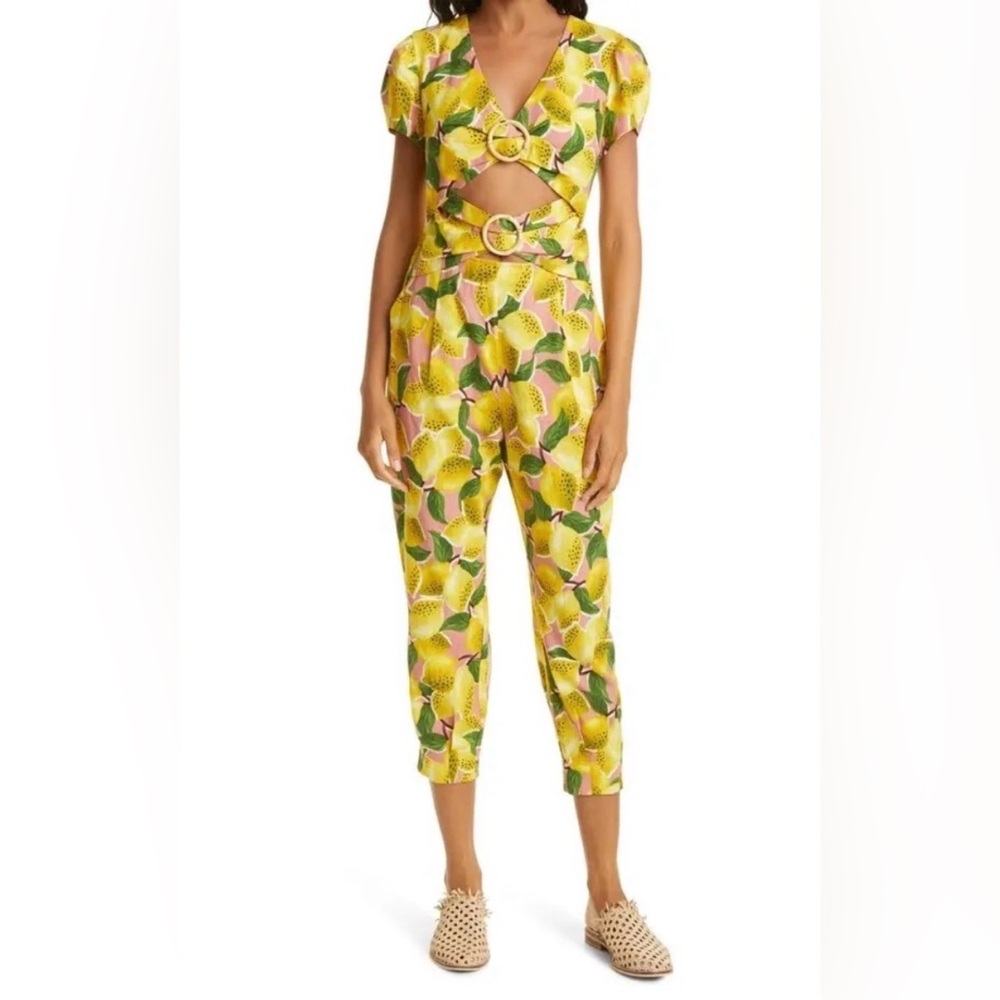 Farm Rio Yellow Lemon-Print Jumpsuit View 2